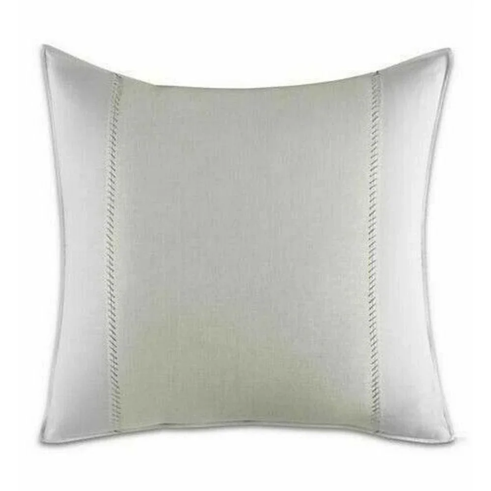Vera Wang Painted Stripe European Euro Sham Aqua White Ramie Linen Dorm 26x26